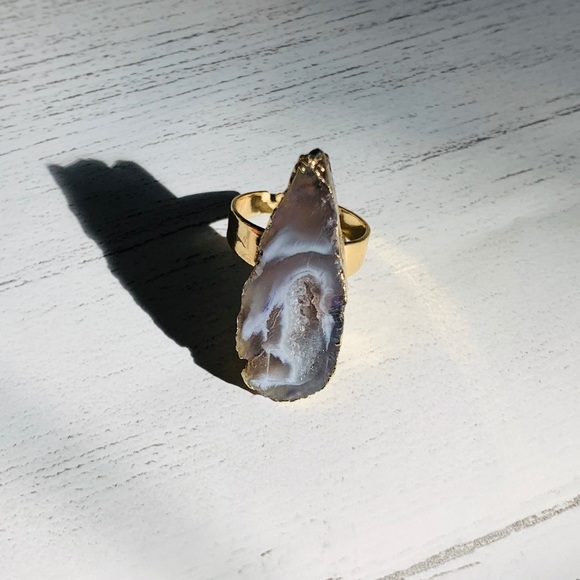 Natural stone Quartz resizable ring - Picture 2 of 3